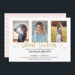 Convites Foto do partido Dourado Chic Modern Typography Swe<br><div class="desc">Personalize esta tipografia quic O doce convite de aniversário de 16 anos com suas fotos e detalhes da festa, fácil e rapidamente, basta pressionar o botão personalizar para reorganizar e formatar o estilo e o posicionamento do texto.  Você tem a opção de mudar a cor do design de fundo para...</div>
