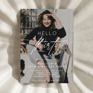 Convites Foto do Partido Modern Hello 30 aniversário de 30 