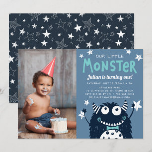 Convites Foto do Pequeno Aniversário de criança Monster