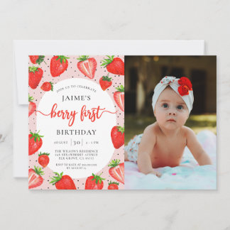 Convites Foto do primeiro aniversario Berry First Birthday