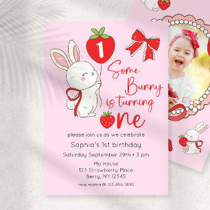 Convites Foto do primeiro aniversario Bunny