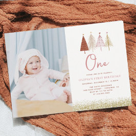 Convites Foto do primeiro aniversario da Árvore de Natal Wi