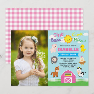 Convites Foto do primeiro aniversario de Animais de Criação