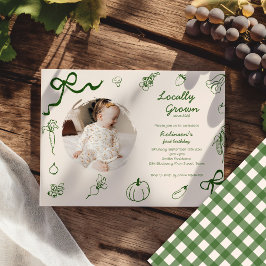 Convites Foto do primeiro aniversario de Fazenda desenhada