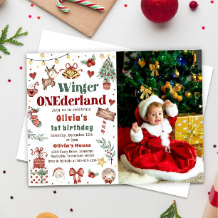 Convites Foto do primeiro aniversario de inverno Onederland