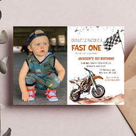 Convites Foto do primeiro aniversario Fast One Dirt Bike Bo