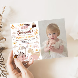 Convites Foto do primeiro aniversario Rawr do Dinosaur Stom