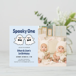 Convites Foto do primeiro aniversario Spooky One Gin Boys