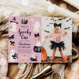Convites Foto do primeiro aniversario Spooky One Halloween