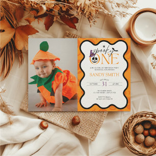 Convites Foto do primeiro aniversario Spooky One Halloween