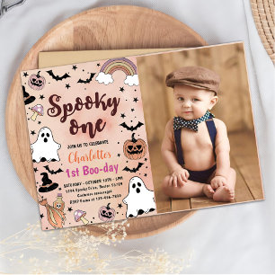 Convites Foto do primeiro aniversario Spooky One Halloween