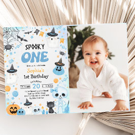 Convites Foto do primeiro aniversario Spooky One Halloween 