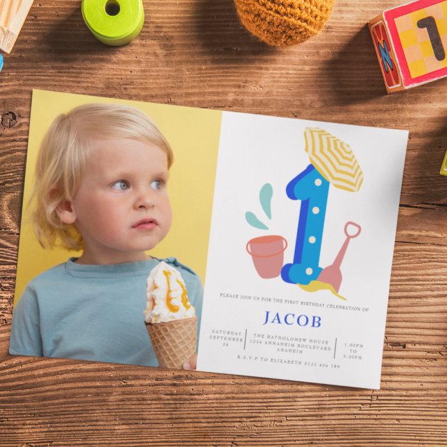 Convites Foto do primeiro aniversario Summer Beach Girls (Criador carregado)