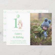 Foto do primeiro aniversario Verde Bunny Rabbit & 