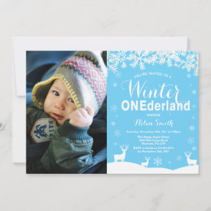Convites Foto do primeiro aniversario Winter Onederland Boy