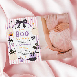 Convites Foto do Purple Ghost Halloween Boo Girl Baby Showe