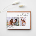 Convites Foto do Quic Moderno - Salvar branco de data<br><div class="desc">Obtenha entusiasmo para o seu casamento enviando um moderno e quadrado fotográfico com duas fotos Salve o cartão de data com sua fotografia e caligrafia moderna. Veja nossa coleção de convites para fotos para mais estilos ou orientações de fotos.</div>
