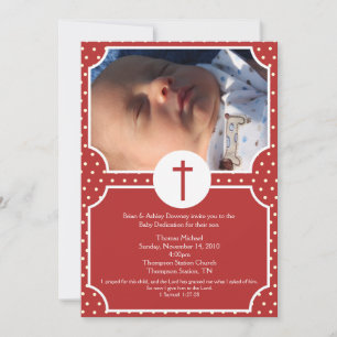 Convites Foto do Red Dots Baptism Baby Dedication 5x7