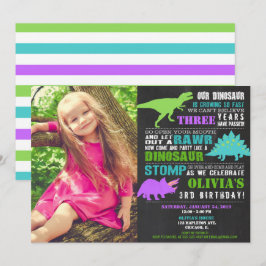 Convites Foto do roxo do verde da cerceta do aniversário do