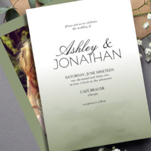 Convites Foto do sábio de casamento moderno e minimalista