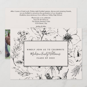 Convites Foto do Script Botânico 3 de Blush do formando Pa