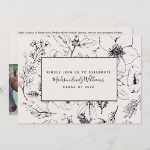 Convites Foto do Script Botânico 3 de Blush do formando Par