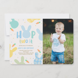 Convites Foto do segundo aniversário Bunny Blue