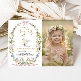 Convites Foto do segundo aniversário de flor selvagem de ga