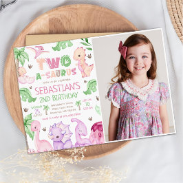 Convites Foto do segundo aniversário Dinossauro Duas-A-Saur