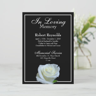 Convites Foto do Serviço Funeral ou Memorial a Preto e Bran