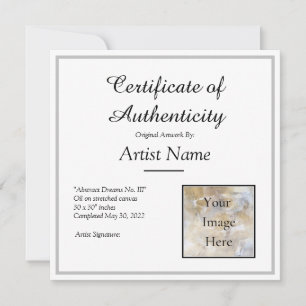 Convites Foto do Silver Certificate of Authenticity Art