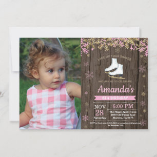 Convites Foto do Skate rosa com Festa de aniversário de gel