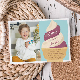 Convites Foto do Sorvete Berry Vanilla