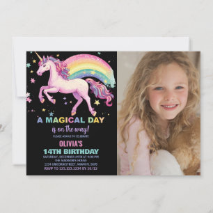 Convites Foto do Star Unicorn Rainbow Birthday
