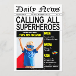 Convites Foto do Super Hero Boy da Festa de aniversário Sup
