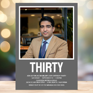 Convites Foto do tipo 3aniversário de 30 anos Bold