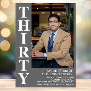 Convites Foto do tipo 3aniversário de 30 anos Bold