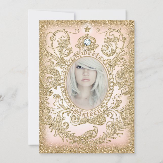 Convites Foto doce 16 uma vez em uma princesa do tempo (Frente)