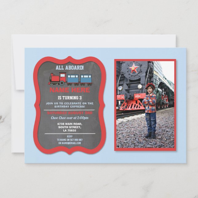 Convites Foto dos comboios dos comboios de Festa de anivers (Frente)