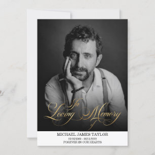 Convites Foto Dourada De Caligrafia No Funeral De Memória A