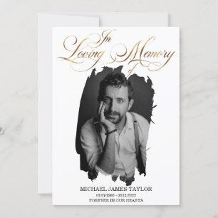 Convites Foto Dourada De Caligrafia No Funeral De Memória A