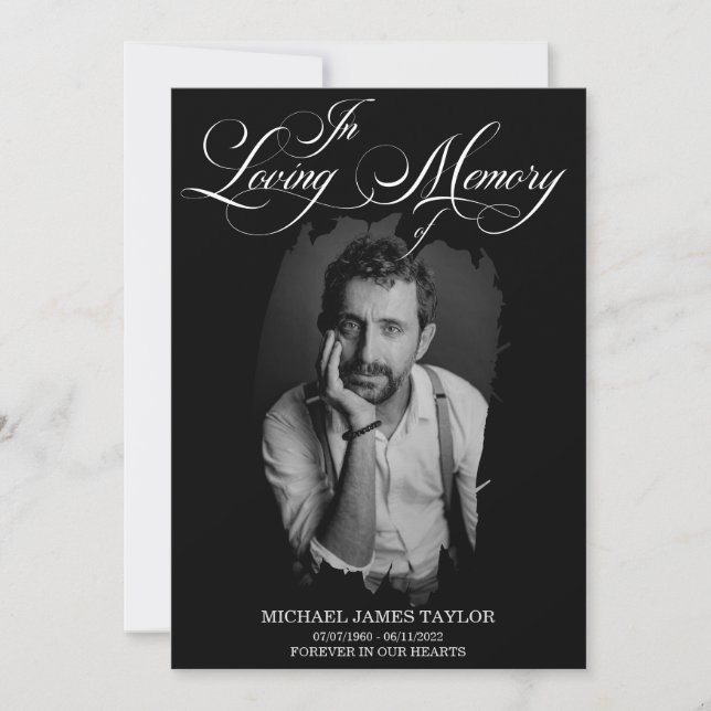 Convites Foto Dourada De Caligrafia No Funeral De Memória A (Frente)