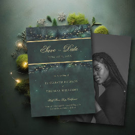 Convites Foto Dourada de Floresta Encantada Casamento Salve