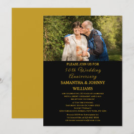 Convites Foto Dourada do 50º aniversário de casamento