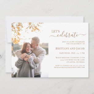 Convites Foto Dourada Festa de noivado de Casamento