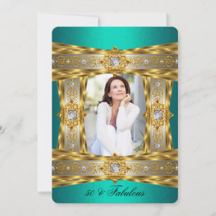Convites Foto Dourada Jade Fabulosa 50 Diamond Gem