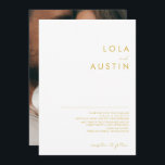 Convites Foto Dourada mínima moderna<br><div class="desc">Este convite Dourado de Font Moderno e Minimalista é perfeito para o seu casamento clássico de Boho. Seu design abstrato simples, único, acompanhado de um roteiro mínimo contemporâneo e de uma paleta dourada dá a este produto uma sensação de luxo formal elegante enquanto permanece simplista, a boêmia chica. Mantenha-o como...</div>