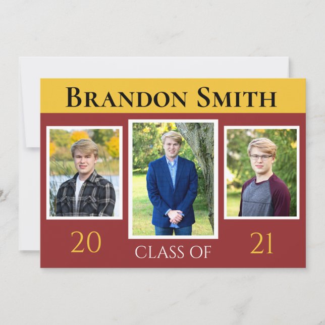 Convites Foto Dourada Personalizável do Maroon 2021 (Frente)