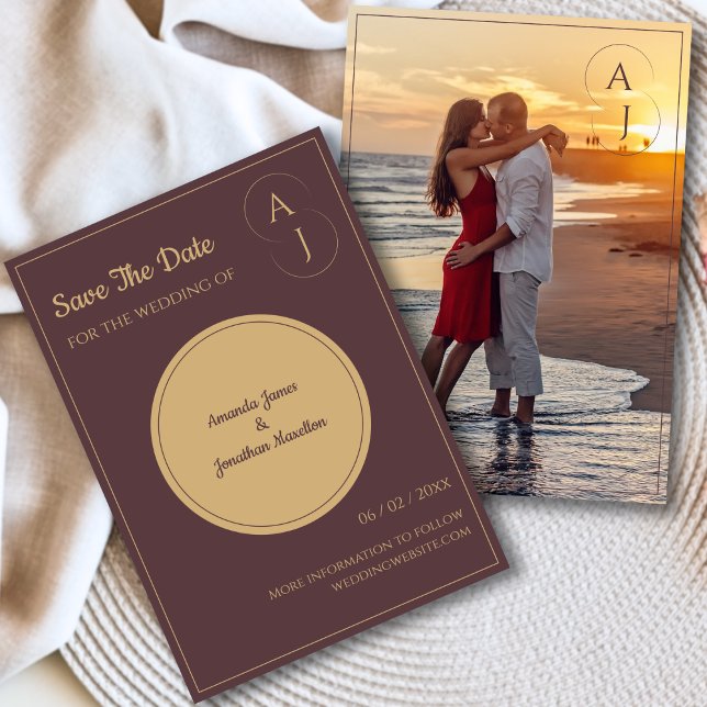 Convites Foto Dourada Simples E Implante Salva A Data (Criador carregado)