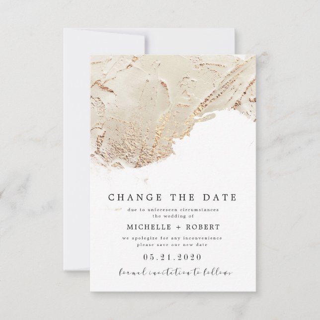 Convites Foto dourada texturizada Alterar a data (Frente)